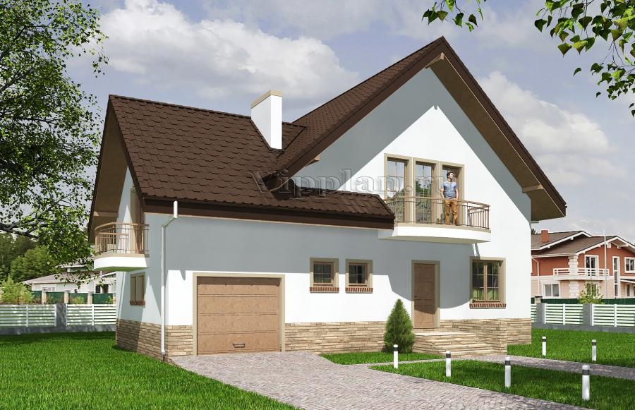 Одноэтажный  дом с мансардой, террасой и гаражом