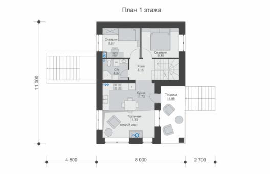 Одноэтажный дом с подвалом, мансардой, балконом и вторым светом